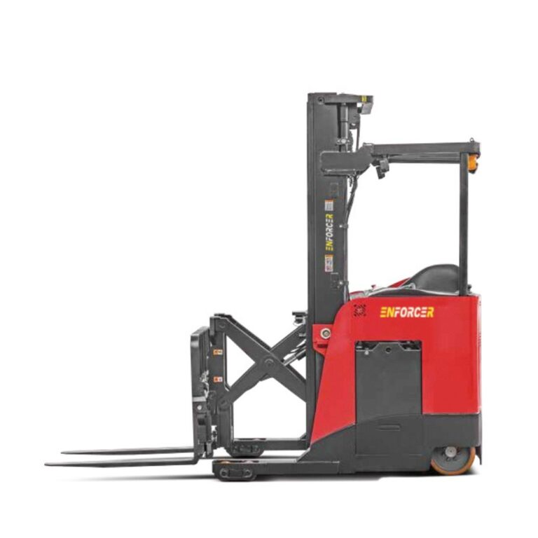 Enforcer 1.6T Stand On Lithium Reach Truck – Double Deep